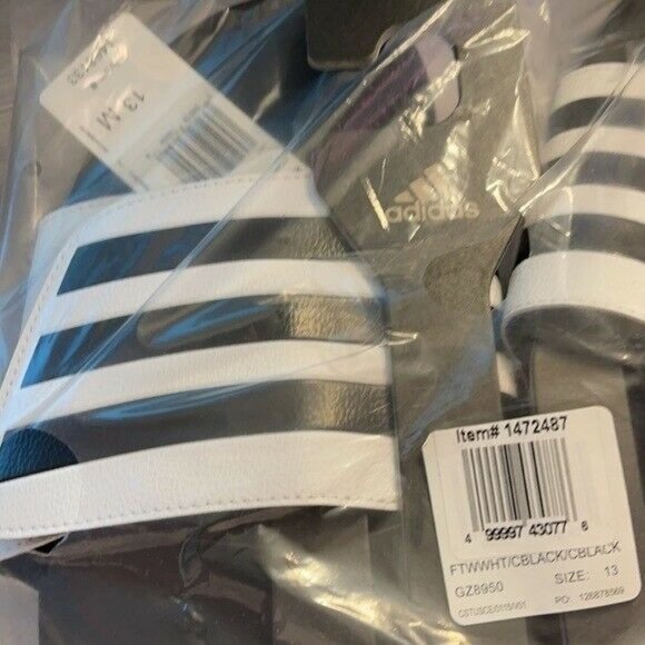 Adidas Adilette Unisex Slide Sandal White/Black Size Men 13 / Women 14 - Picture 7 of 7